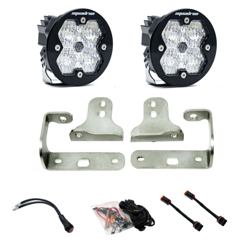 Jeep Gladiator Fog Light Pocket Kit - Baja Designs - Squadron-R Sport 2.0 - Clear - `20-`25